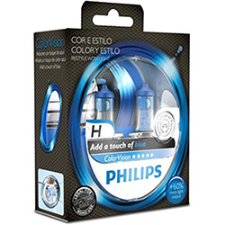 Tudo sobre 'Lâmpada H7 3350k Philips Color Vision Azul'