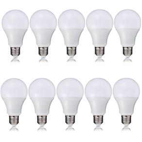 Lâmpada LED Bulbo 12W Branco Quente Rosca E27 Bivolt 90% Economia - Kit 10 Peças