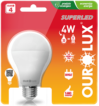 Lâmpada LED Certificada Ourolux Bulbo 4W Branco Bivolt