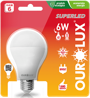 Lâmpada LED Certificada Ourolux Bulbo 6W Branco Bivolt