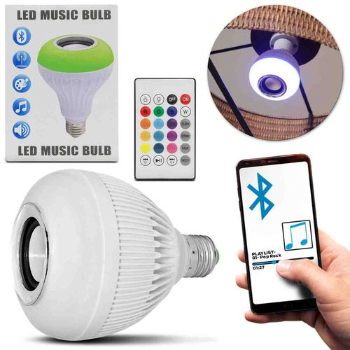 Tudo sobre 'Lâmpada Led Musical Caixa de Som Bluetooth 12w Wireless Bivolt com Controle Rgb Luminária Speaker'