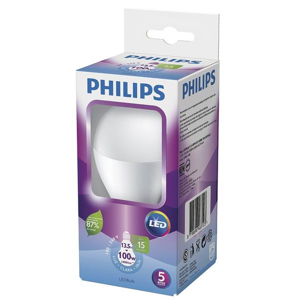 Lâmpada LED Philips Bulbo 13.5W E27 Branca 6500K 15000H Bivolt (Emb. Contém 1un.) - Philips