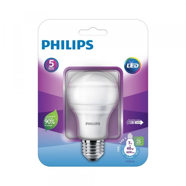 Lâmpada LED Philips Bulbo 7W E27 Branca 6500K 25000H Bivolt (Emb. Contém 1un.) - Philips