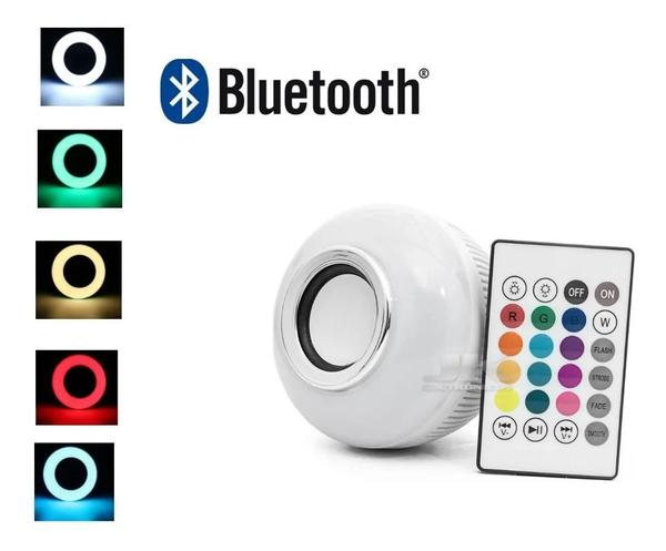 Lampada Led Rgb 12w C/ Bluetooth Caixa de Som e Controle Remoto - Jk