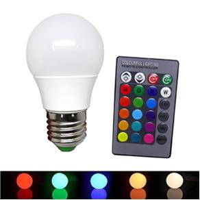Lampada LED RGB Colorida 16 Cores com Controle Remoto 3W