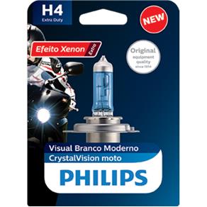 Lâmpada Moto Philips Crystal Vision Moto H4FIT Extra Duty EDCV 35/35w BW - Efeito Xenon