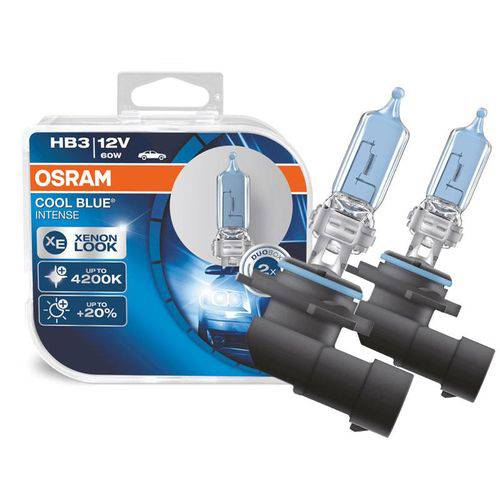 Lâmpada Osram Cool Blue Intense HB3 (9005) Super Branca Par 4200K 60W - Efeito Xenon