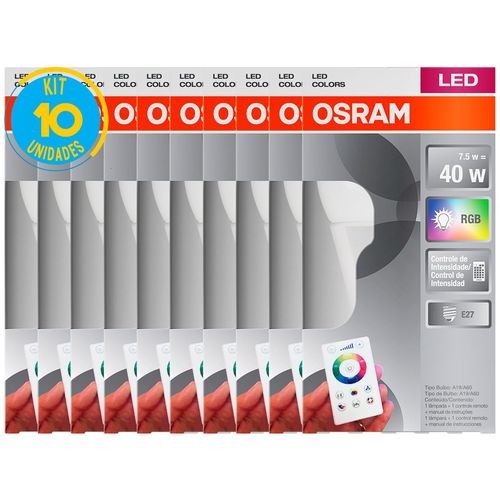 Lâmpada Rgb Led 7.5w com Controle Remoto Osram - Kit 10 Unid.