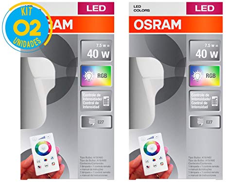 Lâmpada Rgb Led 7.5w com Controle Remoto Osram - Kit 2 Unid.