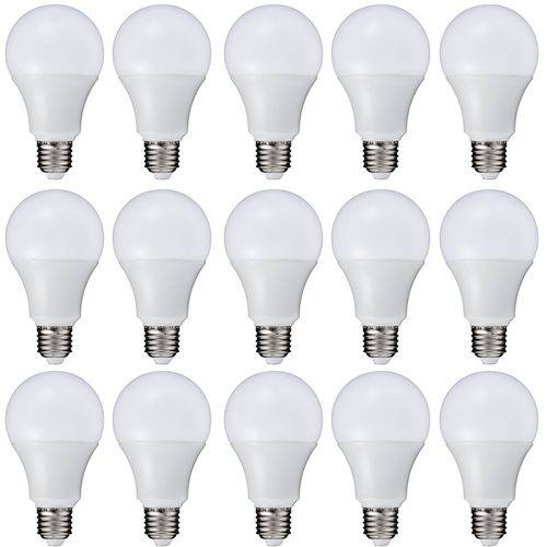 Lâmpada Super LED Branco Frio Branca 12W E27 Bivolt 90% Economia - Kit com 15 Pçs