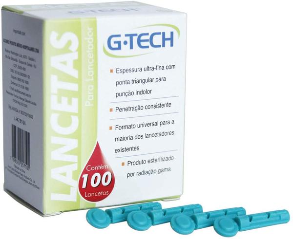Lanceta para Lancetador 28G Caixa com 100 Unidades G-Tech