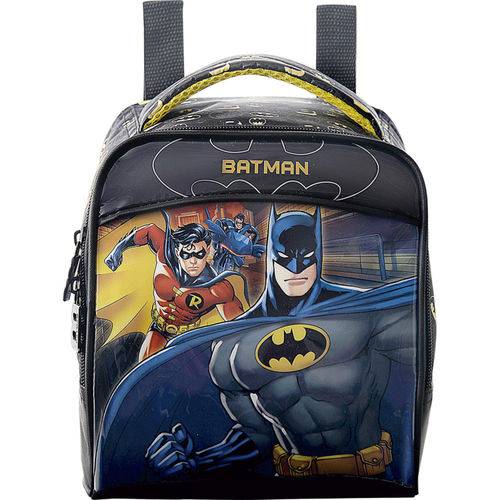 Lancheira Batman Bat Squad 7234, em PVC com Puxadores Personalizados, Preto C/ Amarelo -Xeryus