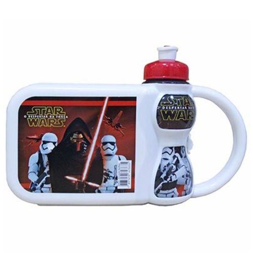 Lancheira Infantil Plástica com Squeeze 250ml Star Wars