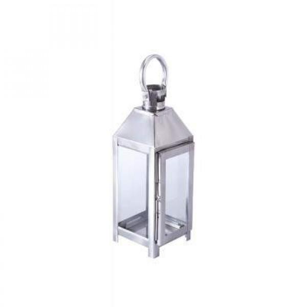 Lanterna Decorativa de Metal e Vidro 27cmx9cmx9cm Vênus Victrix Transparente