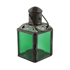 Lanterna em Metal e Vidro - 11X6 Cm Verde