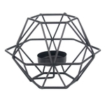 Lanterna Geometrica De Metal Preta 13,5cm X 12,5cm X 9cm