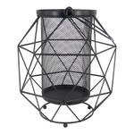 Lanterna Geometrica De Metal Preta 18,6cm X 18,6cm X 22cm