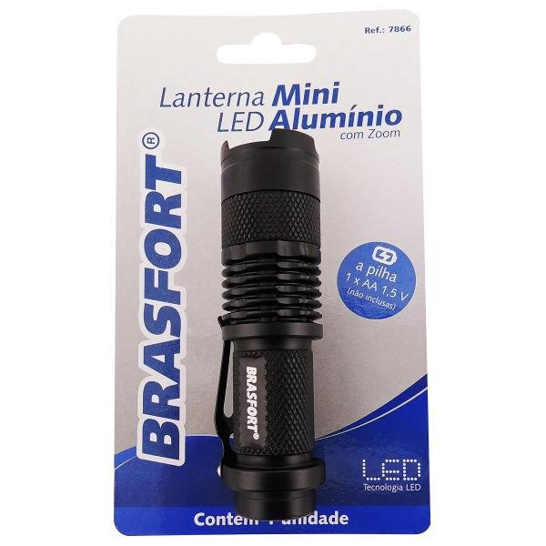 Lanterna LED C/Zoom Mini Preto BRASFORT