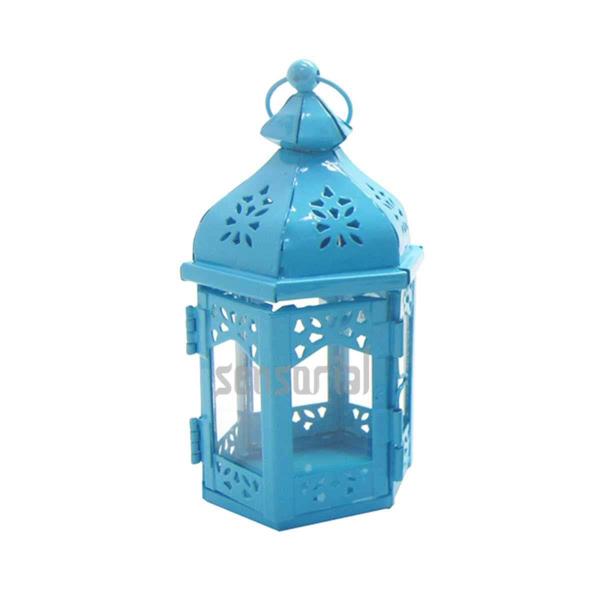 Lanterna Marroquina Decorativa Hexagonal Azul Pequena - Ur