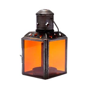 Lanterna Orange em Metal e Vidro - 11x6 Cm - Laranja