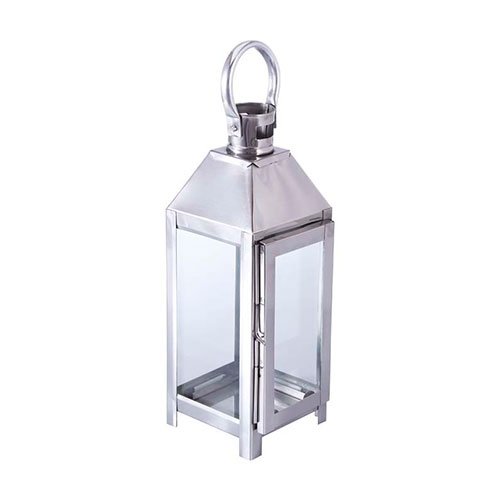 Lanterna Silver em Metal e Vidro - 27x9 Cm