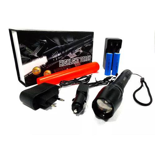 Lanterna Tática LED 99000W com Zoom 2 Baterias e Red Sinalizador