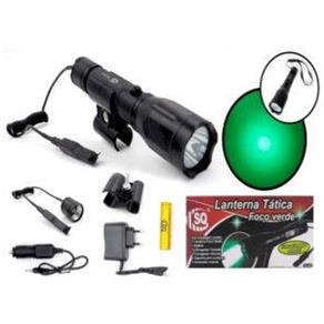 Lanterna Tática Led Cree Police Foco Verde com Suporte e Acionador Remoto Ideal para Pesca e Caça com Carregador de Casa e Carro com Estojo