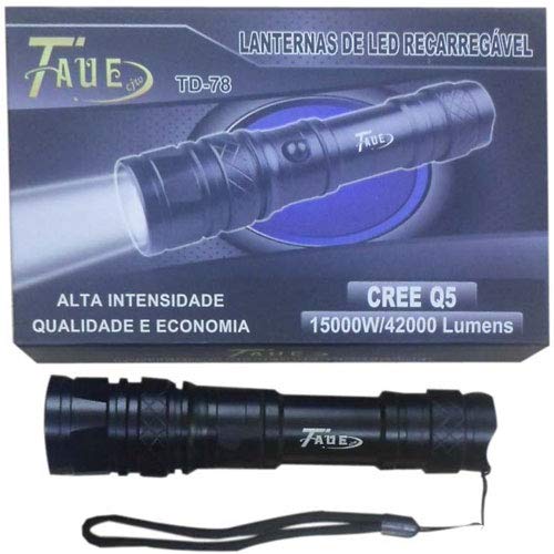 Lanterna Tática Led Recarregável CREE Q5 15000W/42000 Lúmens TD-78