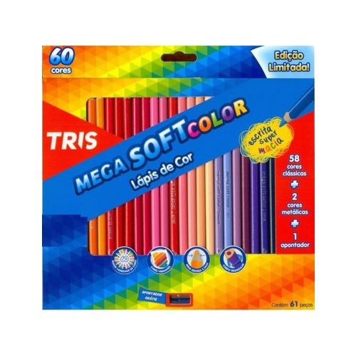 Lápis 60 Cores Tris Mega Soft +Apontador