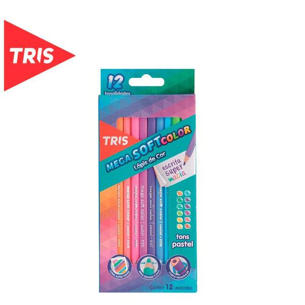 Lápis Cor 12 Cores Mega Soft Tons Pastel - Tris