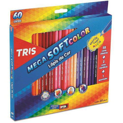 Lapis Cor Tris Mega Soft Color 60 Cores + Apontador