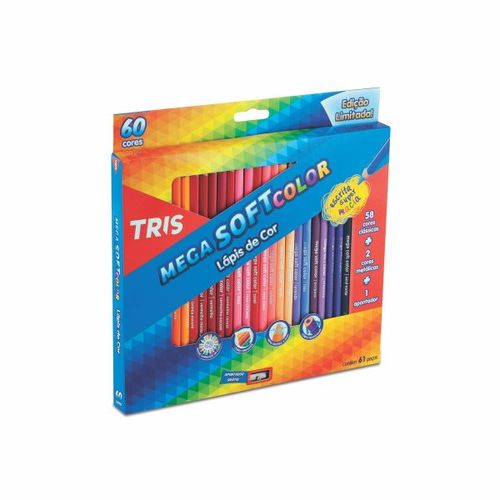 Lápis Cor Tris Mega Soft Color 60 Cores + Apontador