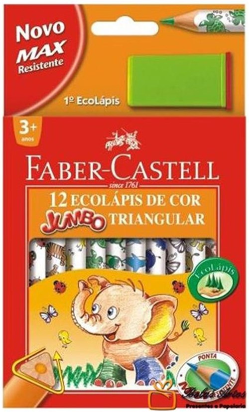Lápis de Cor 12 Cores Jumbo Triangular Faber-Castell