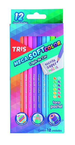 Lápis de Cor 12 Cores Mega Soft Tons Cor Pastel Tris