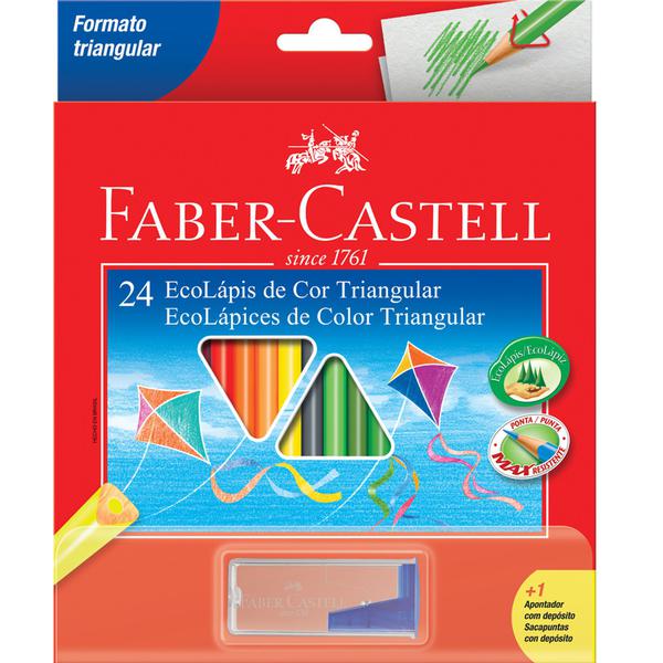 Lápis de Cor 24 Cores Triangular Mais 1 Apontador Faber Castell - Faber-Castell