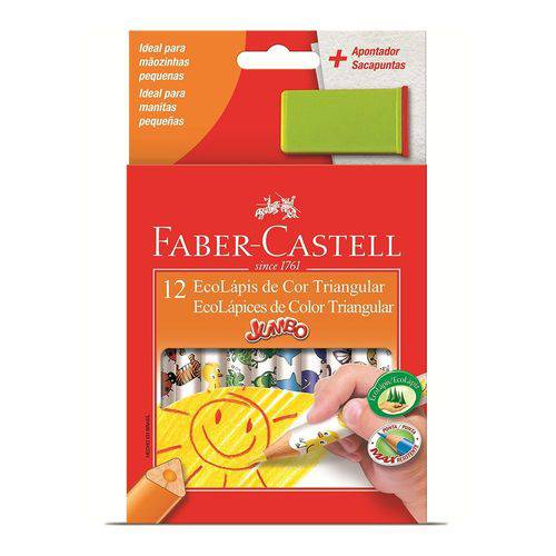 Lápis de Cor Ecolápis Jumbo 12 Cores + Apontador Pacote com 6 Unidades Faber Castell