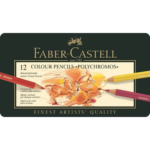 Lápis de Cor Faber Castell Polychromos Estojo Metal 012 Cores 110012