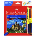 Lapis de Cor Faber Catell 24 Cores com 4 Cores Bicolor