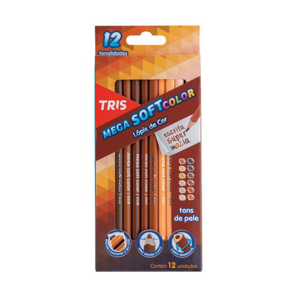 Lápis de Cor Mega Soft Color 12 Cores Tons de Pele Tris