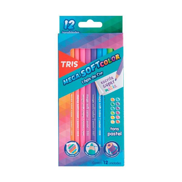 Lápis de Cor Mega Soft Color 12 Cores Tons Pastel Tris