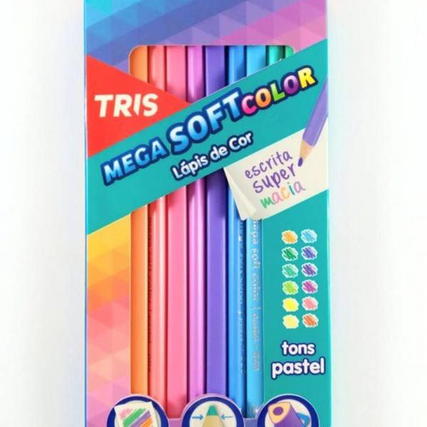 Lapis de Cor Mega Soft Color 12 Cores Tons Pastel Tris