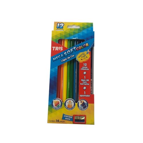 Lápis de Cor Mega Soft Color 12 Cores – Tris