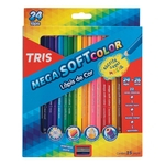 Lápis De Cor Mega Soft Color 24 Cores + Apontador Tris