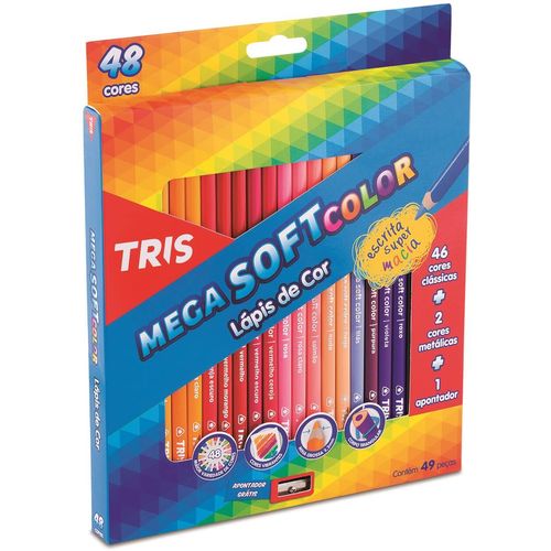Lápis de Cor Mega Soft Color 48 Cores + Apontador Tris