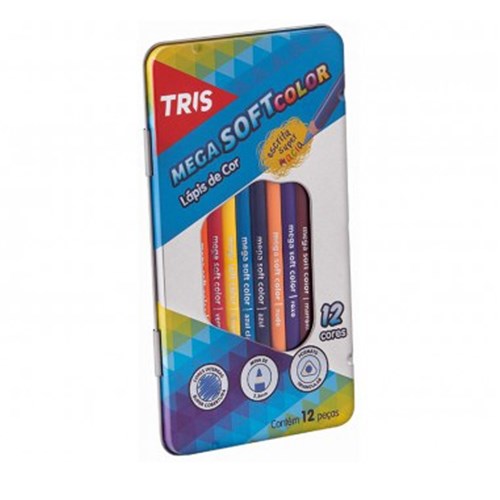 Lápis de Cor Mega Soft Color Estojo Metal com 12 Cores Tris