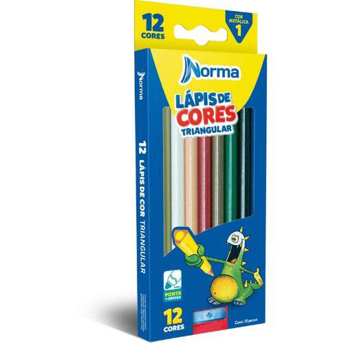 Lápis de Cor Norma 12 Cores Triangular com Apontador