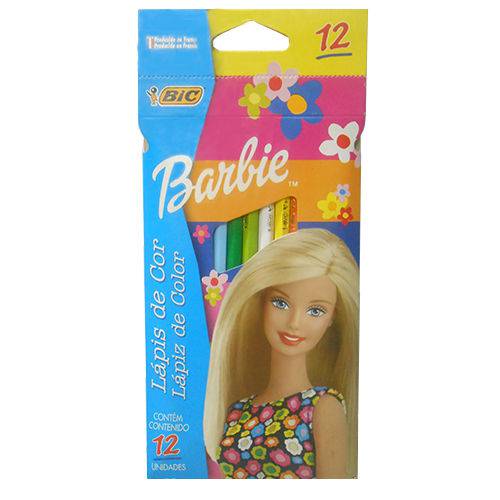 Lápis de Cor Sextavado Barbie 12 Cores Bic