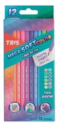 Lápis de Cor Tons Pastel com 12 Cores - Tris