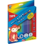Lápis de Cor Triangular 24 Cores Mega Soft Tris + 1 Apontador Simples