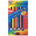 Lápis de Cor Triangular 36 Cores Mega Soft Tris + 1 Apontador Simples